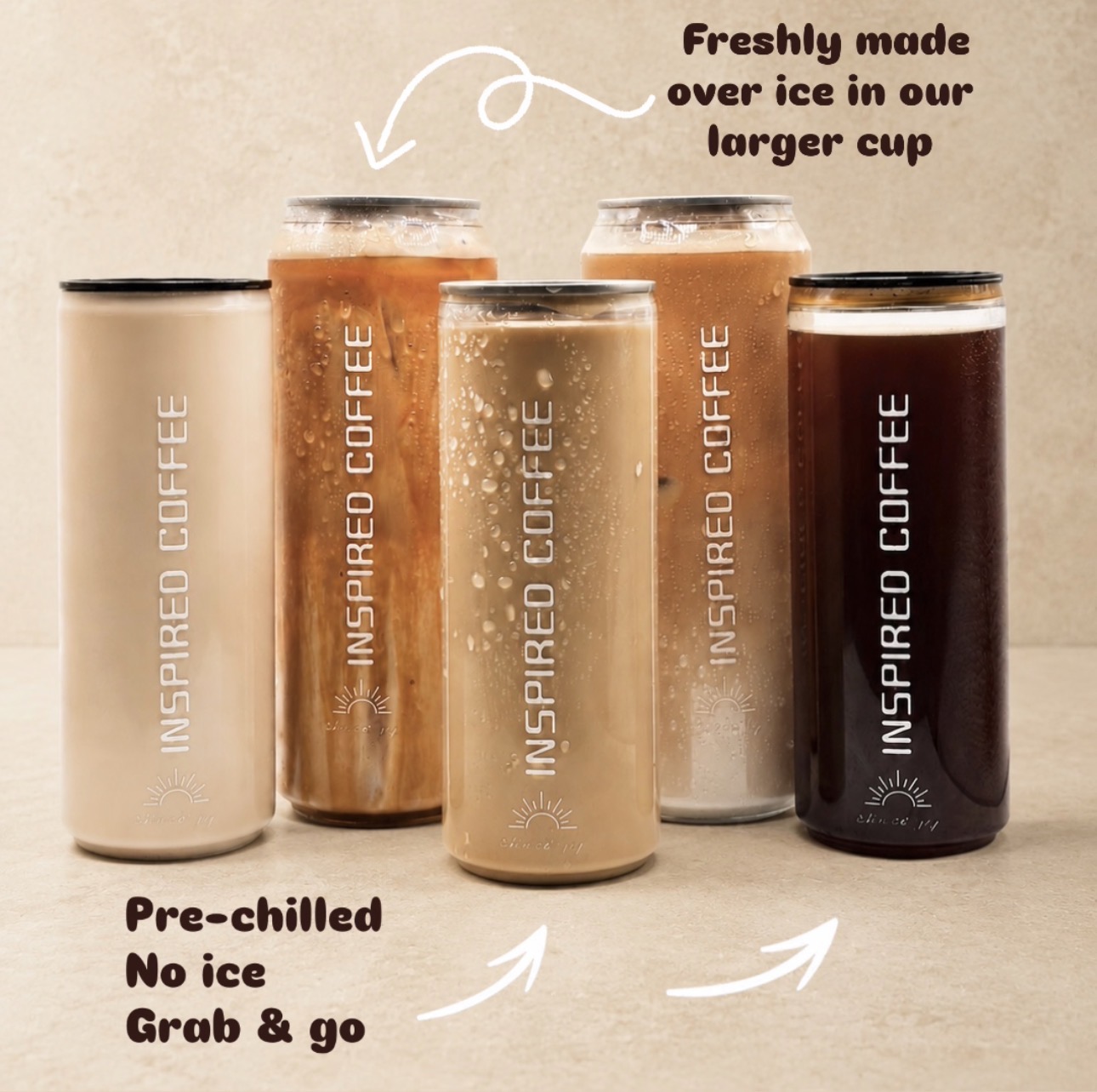 Inspired Coffee mobile espresso bar drinks vs chilled coffee delivery drinks comparison in Roseville, CA